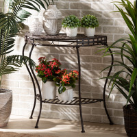 Baxton Studio H01-99057A-Metal Console Table Laraine Modern and Contemporary Black Metal Outdoor Console Tableb